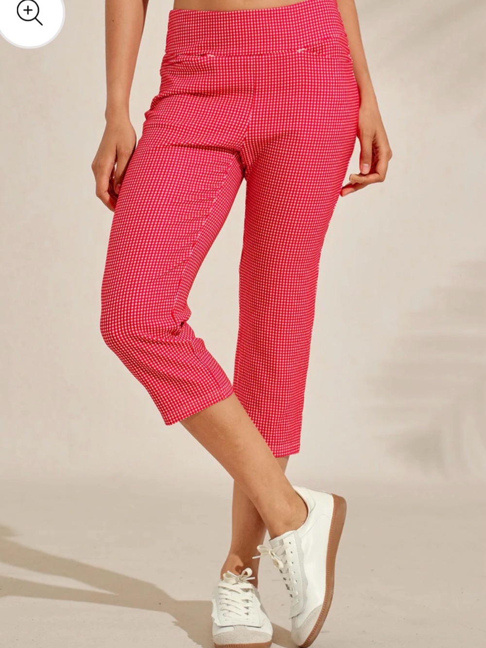 AceGolf’s Women's Rose Gingham Capri Athletic Slim Pants - Large
